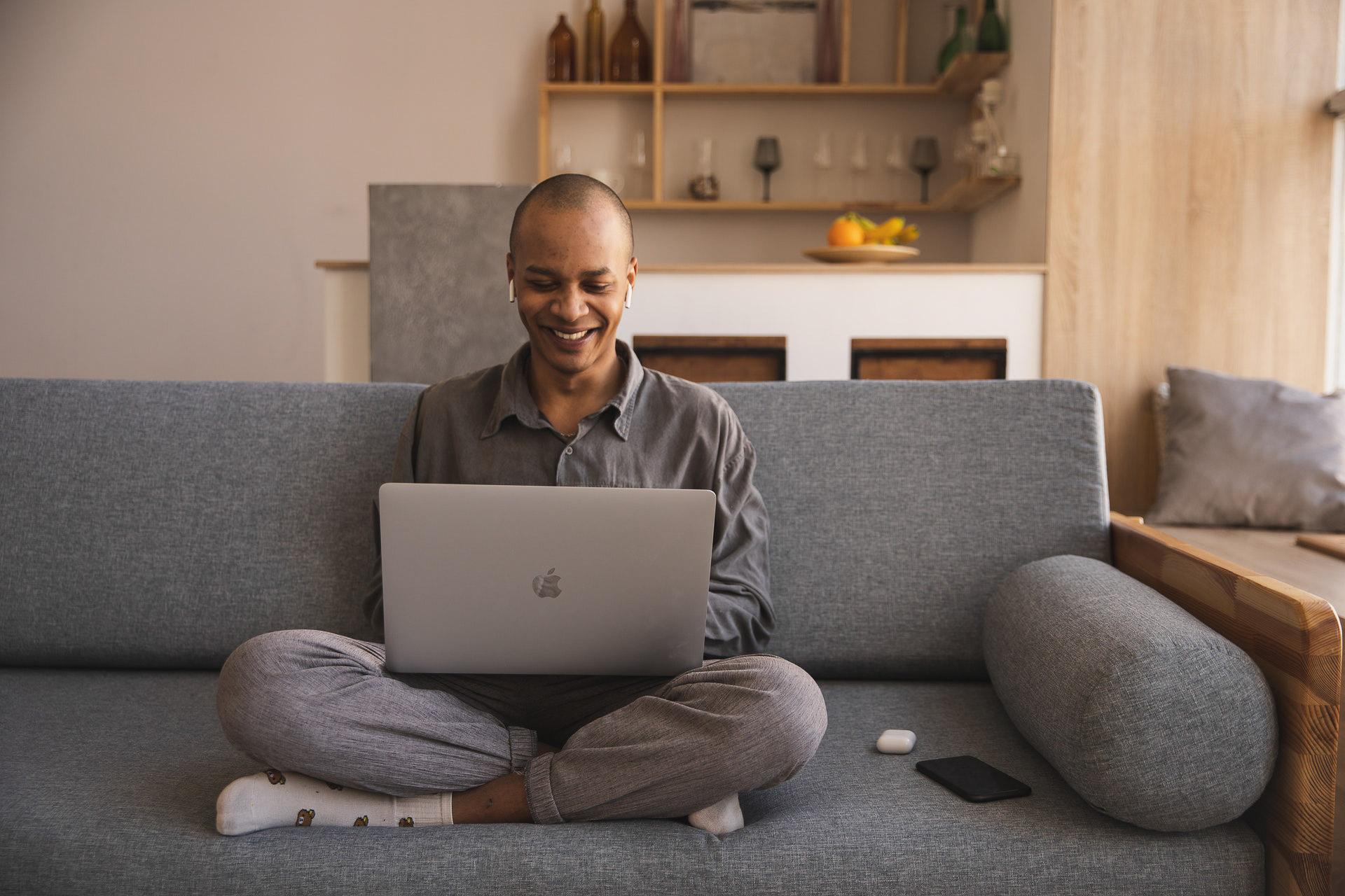 Telehealth Man Couch Sitting Laptop 2